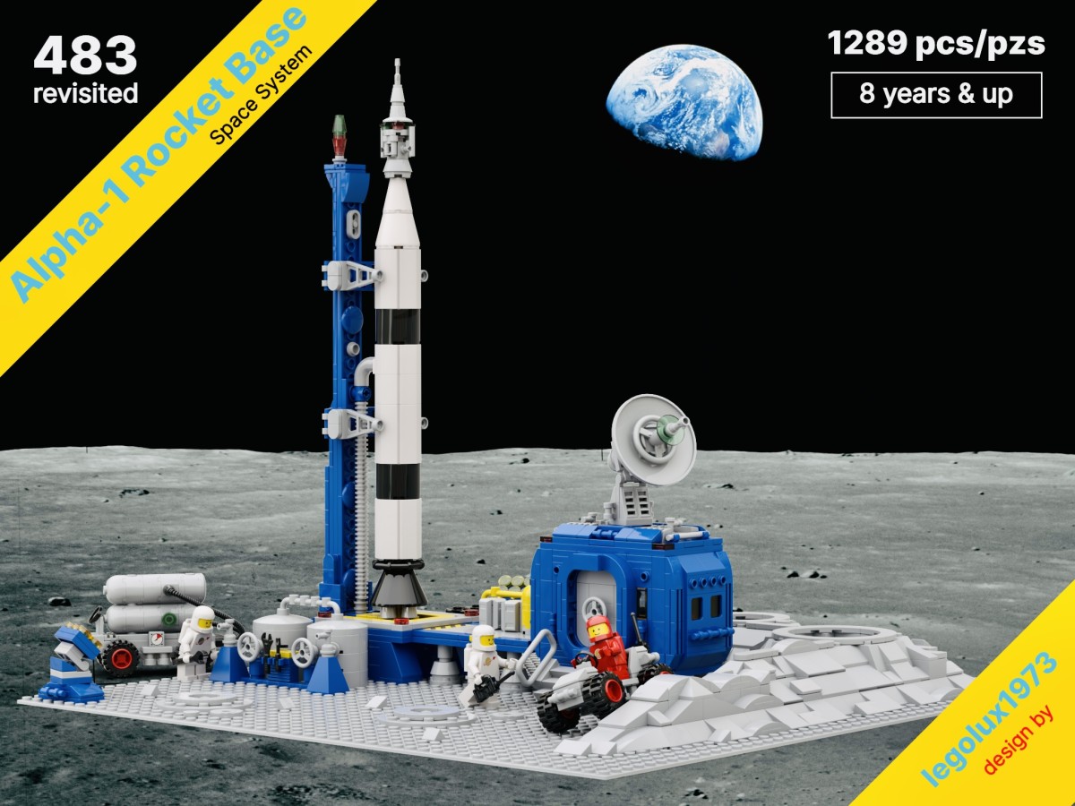 LEGO® Classic Space Set 483 Alpha-1 Rocket Base redesigned 01